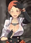 1girl big_breasts butcha-u cleavage eroquis female_focus female_only fire_emblem fire_emblem:_three_houses leonie_pinelli one_eye_closed orange_eyes orange_hair short_hair solo_female solo_focus sweat sweaty_breasts tomboy video_game_character video_game_franchise