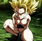 breasts caulifla dragon_ball dragon_ball_super dragon_ball_z nipples nude pussy saiyan sexy squat super_saiyan