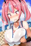 1boy 1girl azur_lane big_breasts bremerton_(azur_lane) bremerton_(scorching-hot_training)_(azur_lane) cum cum_between_breasts ejaculation huge_breasts jakko long_hair male male/female paizuri video_game_character video_game_franchise