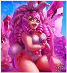  2017 ass big_ass big_breasts breasts bunny_ears bunny_girl bunny_tail bunnysuit cartoon_network cleavage female fernando_faria_(artist) gem milf pink_eyes pink_hair rose_quartz rose_quartz_(steven_universe) smile solo steven_universe sword weapon 