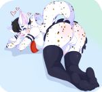 1girl 2017 anthro anus blue_eyes blush clothing crossed_arms feline furry girly hair heart legwear leopard lolzneo male mammal one_eye_closed penis pink_nose rear_view sailor_uniform shirt skirt snow_leopard spots stockings testicles wink