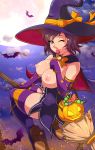 1girl 1girl broom candy elbow_gloves gloves halloween hat high_heel_boots high_heels high_resolution nipples one_eye_closed ruby_rose rwby shoes wink witch_hat