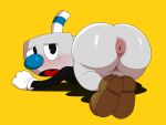 2017 all_fours anus ass big_ass blush bubble_butt cuphead cuphead_(game) mugman mugman_(character) yaoi