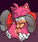 1girl amy_rose bedroom_eyes boots breasts clitoris erect_nipples eyelashes filthypally furry gaping_anus gaping_pussy gloves green_eyes hairband hedgehog holding_butt inviting on_bed open_mouth sega spread_legs spread_pussy urethra