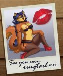 1girl 1girl 2017 absurd_res anthro areola blue_hair bra breasts canine carmelita_fox clothed clothing drako1997 ear_piercing english_text footwear fox furry hair high_heels high_res legwear lingerie lipstick long_hair looking_at_viewer makeup mammal mole_(marking) nipples one_eye_closed piercing shoes sly_cooper_(series) smile stockings text underwear video_games wink