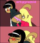 2girls anilingus butt callie_briggs crossover embarrassing furry glasses kitty_katswell looking_back pyramid_(artist) sniffing swat_kats t.u.f.f._puppy underwear yuri