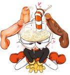  2017 animate_inanimate anonymous bukkake bulge cum cum_in_a_cup cuphead_(character) cuphead_(game) disembodied_penis doppel edit group heart human_edit humanoid male male/male not_furry object_head penis testicles uncut yaoi 