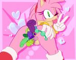 1girl amy_rose anal_beads anal_masturbation anal_penetration areola bent_over boots bracelet breasts buttplug clitoris dildo eggplant erect_nipples eyelashes food_insertion furry gloves green_eyes hairband heart heart-shaped_pupils hedgehog looking_at_viewer looking_back looking_pleasured multiple_insertions nipples presenting_hindquarters pussy pussy_juice quadruple_vaginal raised_tail ridiculous_fit sega sextuple_anal spread_ass thanu tongue tongue_out v vaginal_masturbation vaginal_penetration wink