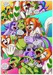  2017 3_girls bbmbbf carol_tea comic freedom_planet fur34 fur34* milla_basset multiple_girls palcomix sash_lilac torque watching_a_movie_with_friends_(comic) 