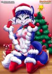 bbmbbf big_breasts blush christmas collar costume erect_nipples fur34 fur34* gloves hat krystal looking_at_viewer nintendo palcomix pietro's_secret_club pussy smile soles star_fox tights toes