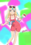  1girl :) bracelet cleavage cristy_(artist) deviantart fellatio holding_poke_ball lisa lisa_(pokemon) looking_at_viewer multicolored_hair oral poke_ball pokemon pokemon:_kimi_ni_kimeta pokemon:_kimi_ni_kimeta! pokemon_(anime) pokemon_(movie) red_nails rule_8 smile viper3n3n3 wristband 