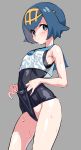 1_girl 1girl bikini blue_eyes blue_hair blush female female_human female_only game_freak human human_only lana lana_(pokemon) looking_at_viewer nintendo pokemon short_hair standing suiren_(pokemon) swimsuit wet