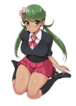 artist_request big_breasts cute dark-skinned_female dark_skin lass_(pokemon) looking_at_viewer mallow mallow_(pokemon) mao_(pokemon) pokemon pokemon_sm school_uniform schoolgirl sitting skirt