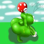  anthro background big_ass big_booty big_breasts big_penis crouching futanari green large_areolae lips mario_(series) nipples piranha_plant smile super_mario_bros. thick_lips zeromccall 