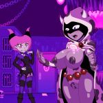 areolae big_breasts breast_milk breasts cameltoe cow_girl cow_horns cow_print dc_comics dcau female female_only jinx lactation milk nipples pussy raven_(dc) slashysmiley teen_titans transformation yuri