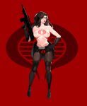 anastasia_cisarovna assault_rifle baroness_(g.i._joe) big_breasts black_hair boots breasts cobra_(g.i._joe) elbow_gloves g.i._joe glasses gloves keely-key looking_at_viewer nude tattoo