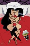 2girls danny_phantom danny_phantom_(character) ellis_(artist) nude on_bed paulina samantha_manson yuri