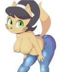 1girl anthro big_breasts black_nose breasts cat clothed clothing eyelashes feline furry hair mammal mrs._katswell nickelodeon nipples partially_clothed t.u.f.f._puppy topless unknown_artist