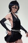  1girl 1girl ai_generated black_skirt bleach kimono kuchiki_rukia miniskirt rukia_kuchiki skirt solo_focus 