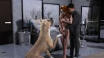  3d 3d_(artwork) alex_(extremexworld) beastiality breasts christmas christmas_giveaway_(extremexworld_comic) dog earrings extremexworld jessica_(extremexworld) lipstick nude_female red_hair size_difference 