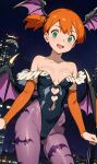  ai_generated cameltoe cityscape creatures_(company) female_focus game_freak green_eyes gym_leader halloween halloween_costume hat high_res kasumi_(pokemon) morrigan_aensland_(cosplay) night night_sky nintendo open_mouth orange_hair pokemon pokemon_(anime) ponytail sky small_breasts succubus tied_hair younger_female 