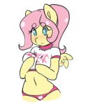 1girl 1girl 2017 anthro blush clothing collar english_text equine fluttershy_(mlp) friendship_is_magic furry gif hair mammal my_little_pony pegasus simple_background spiked_collar spikes text tolsticot white_background wings