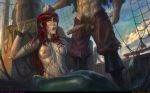 blue_eyes breasts cum cum_on_breasts cum_on_face disney erection exposed_breasts hair_grab mermaid princess_ariel questionable_consent red_hair restrained sabudenego_(artist) the_little_mermaid