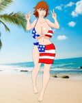  american_flag_bikini american_flag_print beach bikini double_v drnedzed gravity_girl_(drnedzed) ocean palm_tree pervyangel superboobs v 