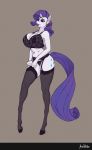 1girl 2018 anthro anthrofied big_breasts blue_eyes bra breasts clothing cutie_mark digital_media_(artwork) ear_piercing equine eyeshadow friendship_is_magic furry garter_belt garter_straps hair high_res hooves horn horn_ring legwear lingerie lipstick makeup mammal mascara my_little_pony navel panties piercing pixelsketcher purple_hair rarity simple_background stockings underwear unicorn