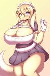 1girl anthro big_breasts breasts canine cleavage clothed clothing furry gloves maid_uniform mammal tailzkim uniform wolf