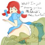 1girl ass fart farting gas huge_ass humor innuendo meme mocking presenting_ass redhead_female stink_fumes stinky wendy's wendy_(mascot)