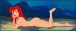 ass blue_eyes cartoongirls_(artist) disney female_human human lying lying_on_stomach nude princess_ariel red_hair the_little_mermaid