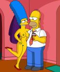 breasts grin homer_simpson legs_up marge_simpson nipples nude pubic_hair the_simpsons thighs wvs