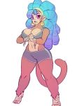 1girl anthro ben_hickling big_breasts bra breasts brown_fur clothed clothing dreadlocks ear_piercing fur furry handwraps headband looking_at_viewer mammal monkey piercing primate purple_eyes shorts underwear