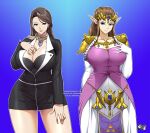 2_girls big_breasts breasts female_focus female_only high_resolution jadenkaiba long_hair nintendo princess_zelda tagme the_legend_of_zelda video_game_franchise zelda zelda_(twilight_princess)