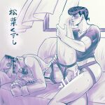  dilf gay incest jojo&#039;s_bizarre_adventure josuke_higashikata jotaro_kujo leg_up male male/male male_only male_penetrated uncle_and_nephew yaoi 