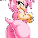 1girl amy_rose ass bedroom_eyes big_breasts flattest half-closed_eyes looking_at_viewer looking_back rear_view sega smile sonic_(series) thick_thighs voluptuous xylas