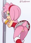  amy_rose anthro anus bare_shoulders bedroom_eyes blush boots bracelet breasts butt female footwear fur gloves green_eyes hairband half-closed_eyes hedgehog looking_back no_panties no_underwear open_mouth pink_fur pole pussy rear_view red_dress seductive sega smile solo sonic_(series) sonic_the_hedgehog_(series) the_other_half tongue upskirt 