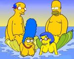  ass breasts doggy_position erect_nipples hands_on_ass homer_simpson kirk_van_houten luann_van_houten marge_simpson nude smile the_simpsons water wife_swap 