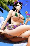  1girl ass big_breasts bikini black_hair breasts crossed_legs female_only glasses green_bikini iury_padilha legs long_hair mature_female nico_robin one_piece panties swimsuit underwear 