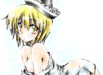  ayaaiserio blonde_hair female gradient gradient_background lunasa_prismriver nipples solo touhou 