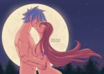  big_breasts blue_hair breasts breasts_on_chest erza_scarlet fairy_tail jellal_fernandes mags_duranb moonlight nude_female nude_male passionate_kiss red_hair wholesome 