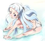  bad_id bangs barefoot bikini blue_eyes blue_hair blunt_bangs hairband kannagi long_hair nagi p.k. purple_eyes side-tie_bikini swimsuit violet_eyes 