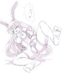  animal_ears bunny_ears female masturbation monochrome reisen_udongein_inaba seo_tatsuya sketch spread_legs thighhighs touhou 