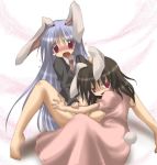  2girls animal_ears barefoot bottomless bunny_ears feet female inaba_tewi izumi_yukiru multiple_girls reisen_udongein_inaba spread_legs tewi_inaba touhou yukitokaze 