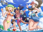 bel_(pokemon) bianca_(pokemon) big_breasts hilda_(pokemon) humans_of_pokemon iris_(pokemon) oshawott pokemoa pokemon pokemon_(anime) pokemon_(species) soara swimsuit touko_(pokemon) water