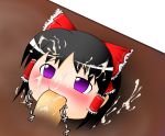  bad_id black_hair blush cum cum_in_mouth fellatio hairband hakurei_reimu hetero nikuman_okakuhito oral penis purple_eyes reimu_hakurei short_hair touhou uncensored yukkuri yukkuri_reimu yukkuri_shiteitte_ne 