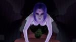 1boy 1girl 3d 3d_(artwork) ape beast_boy big_breasts dc_comics forehead_jewel garfield_logan kintaroe purple_hair raven_(dc) riding_penis teen_titans zoophilia