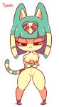 animal_crossing animated animated_gif ankha ankha_(animal_crossing) anthro artist_name bouncing_breasts breasts cat crossed_arms diives egyptian feline gif half-closed_eyes looking_at_viewer mammal nintendo nude short_hair simple_background tail video_games white_background