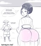 1girl ass avatar:_the_last_airbender big_ass big_ass bottom_heavy bubble_ass bubble_butt dialogue fat_ass fat_butt large_ass large_butt looking_at_viewer looking_back male nickelodeon robe samson_00 sketch thick_ass thick_thighs thought_bubble toph_bei_fong wide_hips